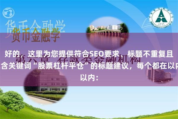 好的，这里为您提供符合SEO要求、标题不重复且包含关键词“股票杠杆平仓”的标题建议，每个都在以内：